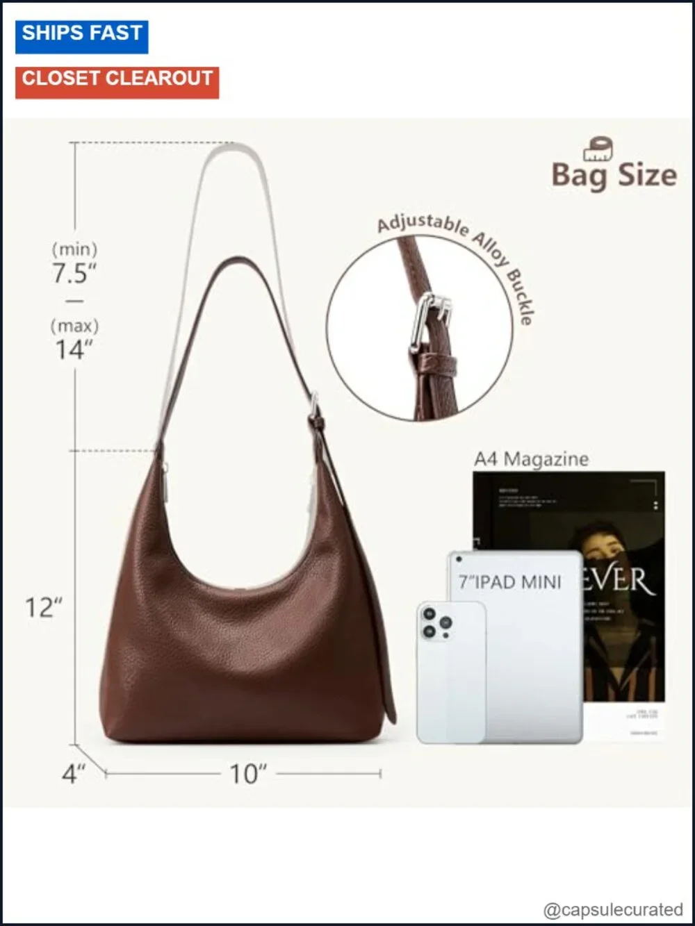 Women Crescent Hobo Tote Bag Soft Vegan Leather Adjustable Shoulder Strap Work